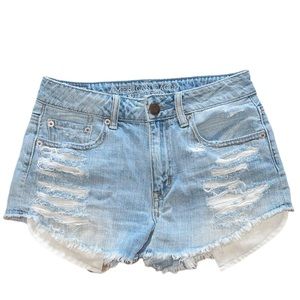 American Eagle Hi Rise Festival Distressed Shorts